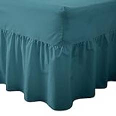 EGYPTO Valance Sheet Frilled 100% Combed Polycotton - FIT OVER MATTRESS, Teal, King Bed
