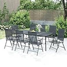 NITCA Garden Dining Set,Patio Dining Set, Garden Furniture Set Dining Table and Chairs, Dining Furniture,for Garden, Patio, Terrace, Alfresco Dining,Steel, 9 Piece Tipo 1