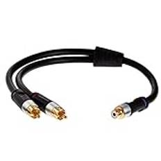 Mediabridge Ultra Series RCA Y-Adapter (12 Inches) - 2-Male to 1-Female for Digital Audio or Subwoofer - Dual Shielded with Gold-Plated Ultra Series RCA Connectors - Black (Part# CYA-2M1F-P)