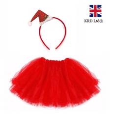 Mini santa hat tutu costume kids ladies christmas party fancy skirt dress uk