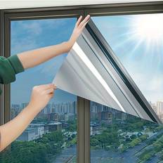 1pc Glass Sticker Heat Insulation Film For Office, Anti-peeping And Sunshade Window Film, Anti-ultraviolet Shading Film, Balcony Office One-way Perspective Sticker Film - Black And Silver - 40cm*200cm