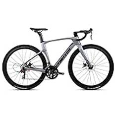 TiLLOw 24 Speed Bike, Adult Bikes, Men And Women Carbon Fiber Bike, Cross/Road Bikes, All Internal Wiring, Broken Wind Handle Ultra Light Bike (Color : Dark Grey, Size : 48CM)