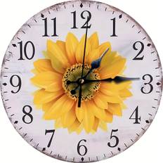 1pc Sunflower Beautiful And Stylish Round Wall Clock, Waterproof And Scratch Resistant Dial, Quartz Analog Silent Table Clock, Perfect For Home, Office, School And Home Decoration - Polychrome - 30cm/12inch Wood