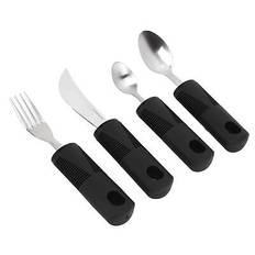 4x parkinsons utensils rubber nonslip handle stainless steel spoon fork zok tdt
