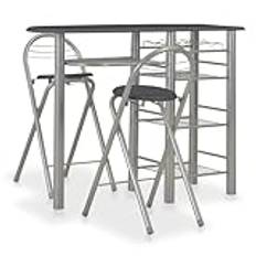 AIJUUKJP This Item- 3 pcs Bar Set with Shelves Wood and Steel Black-Nice