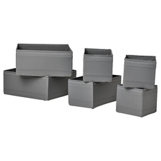 Set of 6 drawer organiser storage cloth boxes wardrobe grey