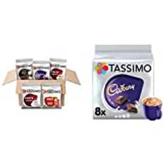Tassimo Variety Box Costa, Kenco, Cadbury & L'OR Coffee Pods (Pack of 5, Total 56 Coffee Capsules) & Cadbury Hot Chocolate Pods x8 (Pack of 5, Total 40 Drinks)