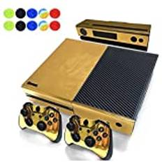 Skin For Xbox One - Morbuy Vinyl Full Body Protective Sticker Cover Decal For Microsoft Xbox One Console & 2 Dualshock Controller Skins + 10pc Silicone Thumb Grips (Gold Glossy)