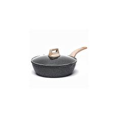 CAROTE Saute Pan with Lid, Non Stick Induction deep Frying pan with Lid for All Hobs, 24cm/2.8 Litre