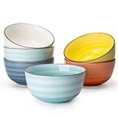 Sweese Cereal Bowl - 20 Oz Soup Bowls Set of 6 for Cereal, Snack, Rice, Salad, Side Dishes, Porcelain Bowls for Kitchen Decor, LEAD & CADMIUM FREE, Multicolor, Hot Assorted Colors