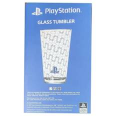 White playstation drinking glass tumbler ps5 design for gamers gift boxed -