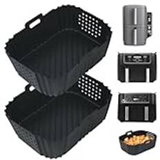 YQL 2PCS Air Fryer Silicone Liners for Ninja Double Stack XL 9.5L Air Fryer SL400UK, Airfryer Accessories for Ninja SL400UK/AF400UK/AF451UK/Tower T17088, Dual Airfryer Liners for 9.5L Double Air Fryer