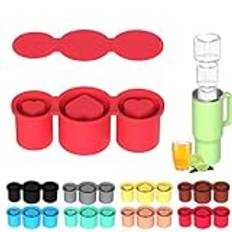 Ice Cube Tray for Stanley Cup Silicone Ice Mold Insulated Water Cup Special Ice Molds Heart Shaped Hollow Easy Release Picnic Beach Party Whiskey Tea Coffee Kitchen Utensil Gadgets with Lid (A)