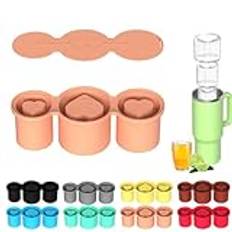 Ice Cube Tray for Stanley Cup Silicone Ice Mold Insulated Water Cup Special Ice Molds Heart Shaped Hollow Easy Release Picnic Beach Party Whiskey Tea Coffee Kitchen Utensil Gadgets with Lid (C)