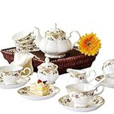 DDKYHU Utility Porcelain Tea Sets Coffee Cups Saucer Service for 6 Tea Set for Adults with Teapot Sugar Bowl Cream Pitcher for Tea Coffee B Teapots (Color : B) (B) Interesting