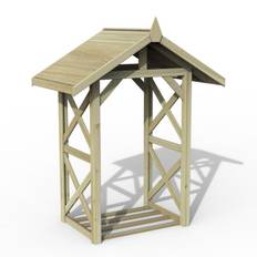 Outdoor Wooden Apex Wall Log Store by Forest Garden, L135 W165 H86 cm
