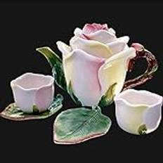 XaEjNzwDT gongfu tea set chinese tea set teapot set tea sets Ceramic Champagne Rose Tea Set, Decorative Hand Painted Teapot Teacup Kung Fu Tea Set