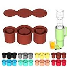 Ice Cube Tray for Stanley Cup Silicone Ice Mold Insulated Water Cup Special Ice Molds Heart Shaped Hollow Easy Release Picnic Beach Party Whiskey Tea Coffee Kitchen Utensil Gadgets with Lid (F)