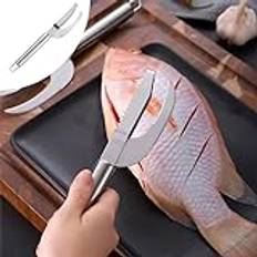 2024 Upgrade 3 in 1 Fish Knife, Multi Fish Scale Knife 3 in 1 Stainless Steel Shrimp Whisker Peeler Tool, Multifunctional Shrimp Line Fish Maw Knife Cleaner Tool Kitchen Accessory