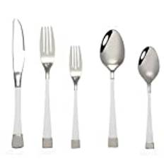 LCCDSD Flatware sets 5pcs Dinnerware Steak Knife Fork Coffee Spoon Chopstick Dessert Knife Ice Spoon 304 Solid Stainless Steel Cutlery Set (Color : White, Size : 16pcs)