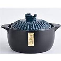 Clay Cooking Pot, Large-Capacity Ceramic Soup Pot, Japanese Donabe, Stoneware Casserole with Lid and Handle Heat-Resistant, Hot Pot Earthenware Clay Pot(2.5L)