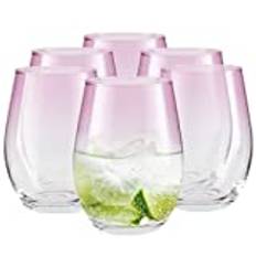 TREND FOR HOME Coloured Water Glasses 580 ml Set of 6 Coloured Glasses Drinking Highball Tumblers Glass Set Drinking Glasses Big Glass Tumbler | Pink | Phoebe Secret Pastels