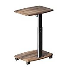 YiJIaWu Bedside Table,Small End Table for Small Spaces, Adjustable height, Bedside Table, Sofa Side Table, Coffee Table, for Living Room, Bedroom, Rustic-walnut + black||48 * 35 * 76cm