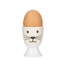 KitchenCraft Porcelain "Cat Face" Egg Cups - white (6.5 H x 4.8 W x 4.8 D cm)