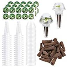 30Sets Hydroponic Grow Baskets, Garden Plant Seed Pod Kit with 30Pcs Transparent Insulation Lids & Plant Grow Sponges & Labels for Aero garden Indoor Seed Starting System Accessories (#1)