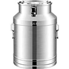 Airtight Fermentation Barrel 304 Stainless Steel Milk Transport Can Wine Pail Bucket Water Jug Liquid Storage Tank Rice Cereal Grain Coffee Bean Canister/Siliver / 48L