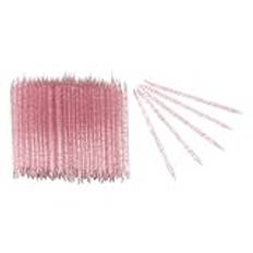 100pcs Disposable Nail Cuticle Pusher, Nail Sticks Double End Cuticle, Manicure Pedicure Sticks Cuticle Stick Nail Point Drill Stick for Fingernail (Rose Red)