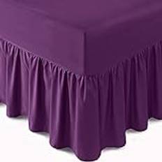 GC GAVENO CAVALIA Plain Dyed Bed Skirt Extra Deep Frilled Valance Sheet Double, Soft Polycotton Percale Bedding Frill Bed Sheets, Lightweight Frilled Extra Deep Valance Sheet Double, Berry