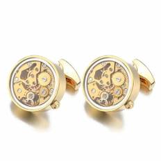 High-end Round Movement Cufflinks Cover Glass Delicate Rotating Watch Movement French Shirt Cuff Links Mens Jewelry - Multicoloured