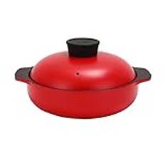 ISCBAFYX Aluminum alloy casserole shallow casserole casserole with lid cast iron casserole cooking casserole (Color : Red, Size : 30 * 6cm)