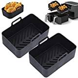  COLEESON Air Fryer Silicone liner for Ninja Dual Air Fryer,  Reusable AirFryer Liners for Ninja AF300UK AF400UK, Silicone Air Fryer Pot  Basket Accessories Trays for Ninja Dual Foodi (Black) : Home