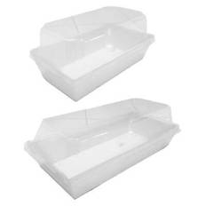 50pcs food boxes with clear lid tray lunch box paper rectangle disposable to go
