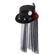 Lace veil steampunk top hat gothic vintage head gear unisex cosplay costume