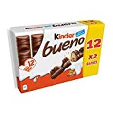 Ferrero Children's Bueno Milk Chocolate in Pack of 12 12 x 2 Bars in Family Pack as a Lunch Snack or Just to Enjoy