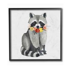 Stupell Sitting Pretty Raccoon With Flower Garland By Grace Popp Framed Art