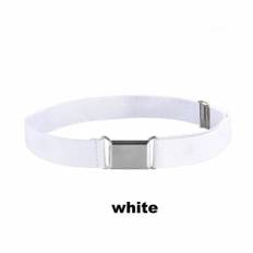 GLRSBUTY Kids Elastic Belt Adjustable Toddlers Belt with Silver Square Buckle Boys and Girl`s Belts for Jeans Pants - White - One Size
