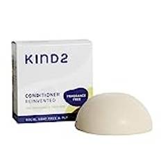 KIND2 Fragrance Free Conditioner Bar for Dry, Sensitive Scalps - 65g - Vegan, Cruelty Free, pH Balanced, Hypoallergenic - Nourishing Coconut & Argan Oil for Soft & Shiny Hair - Colour Protection