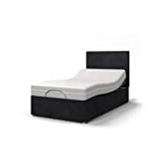 Majestic 3ft INDIVIDUAL (3’ Single), 3’6” (3ft 6 Large Single) or 4’ (4ft Small Double) Electric Adjustable Bed, 8 Colours Memory Foam Mattress. Rectangular Headboard, German Mechanism-Hidestyle Black
