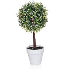 Topiary Ball Complete with White Pot Artificial Tree Plant 32 cm (5pcs. set)