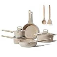 CAROTE Nonstick Pots and Pans Set, 10Pcs Granite Kitchen Cookware Sets, Induction Pans Set with Saucepan Set, Frying Pan, Saute Pan, Stockpot Suitable for All Stoves