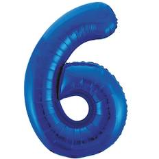 Blue Number 6 Helium Foil Giant Balloon 86cm / 34 in