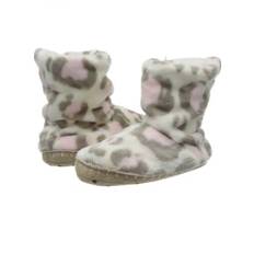 Hatley girl's fuzzy fleece slippers m uk8-10 kids leopard print warm 18cm insole