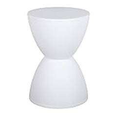 TOPINCN Small Plastic Black Side Table Plastic Hourglass Modern End Table Round Outdoor Stool Side Table for Coffee Patio Indoor Home Bedroom (White)