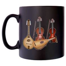 Classical String Instruments Klassek Music Mug 10oz Black Satin Coffee Tea Violin Viola Mandolin Lute