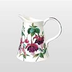 15cm Serving Jug by Heritage - Porcelain Pitcher Jug with Unique Fuchsia Design - Perfect Kitchen Jug for Water Milk Cream Gravy Sauce or Custard - Great Housewarming or Moving Gift
