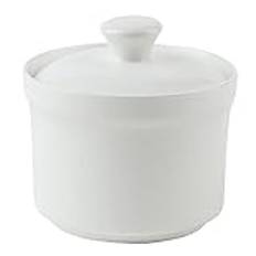 KICHOUSE Ceramic Stew Pot Medicinal Porcelain Milk Pot Mini Casserole Pot Japanese Steam Egg Bowl Stew Pots with Lids Salad Bowl Coffee Warmer Pot Soup Ceramics China with Cover White